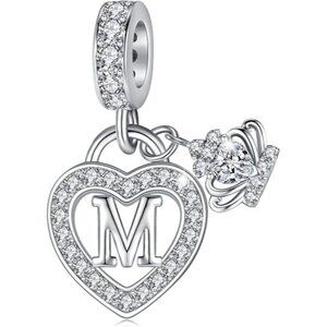 Letter M Letter Charms Silver Heart Alphabet Initial Dangle Charms